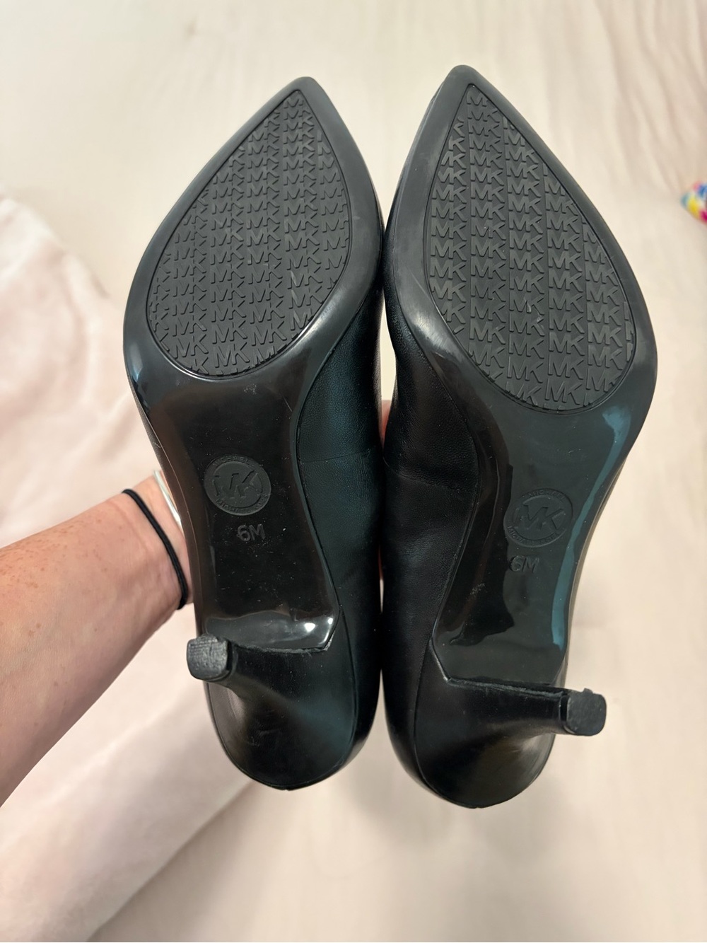 Michael Kors Black Leather Pointed Toe Pumps - Picture 3 of 5